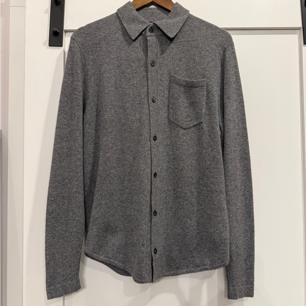 Men’s Amicale Cashere Button Up Sweater Gray